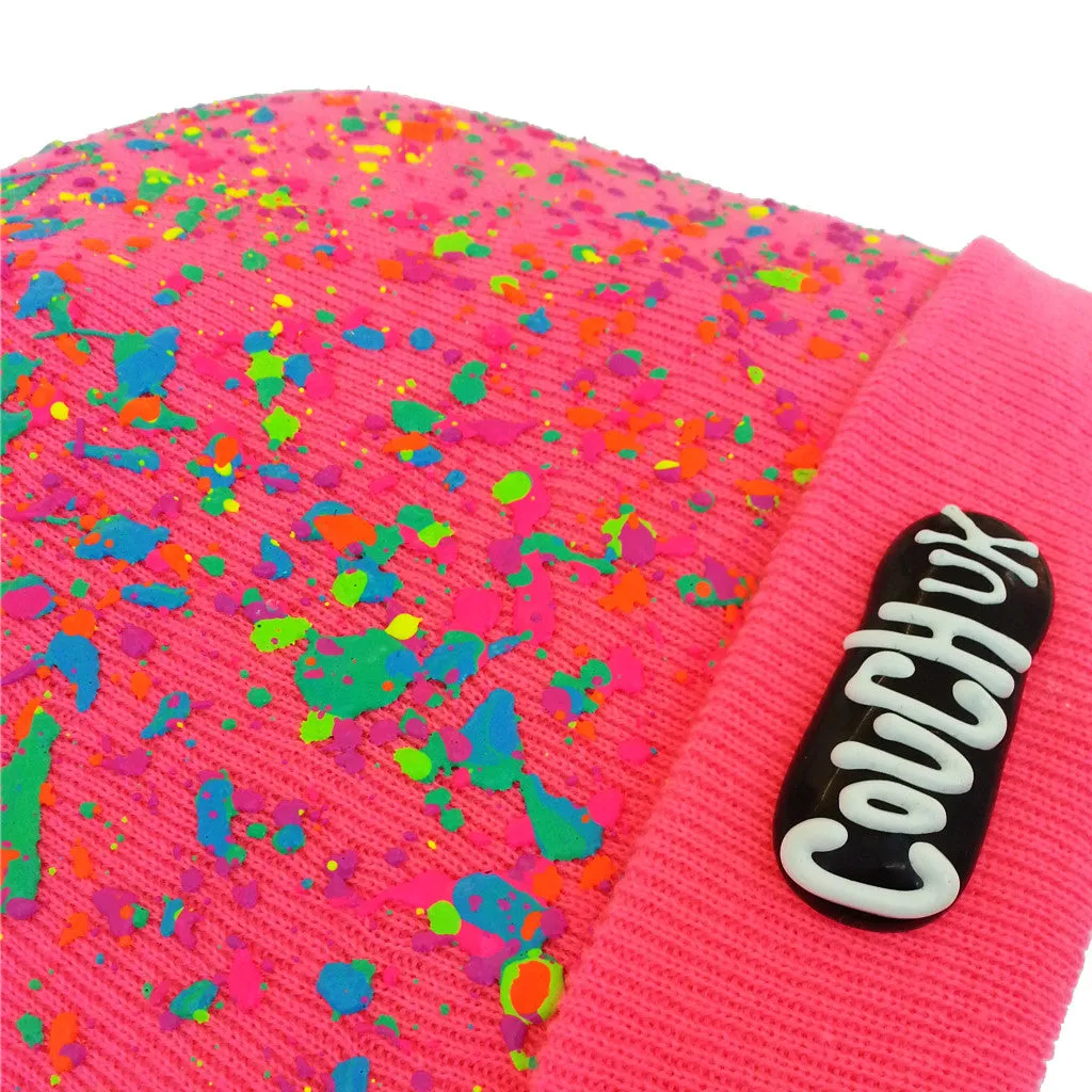 SPLATTERED BEANIE NEON PINK - PASTEL NEON MULTI