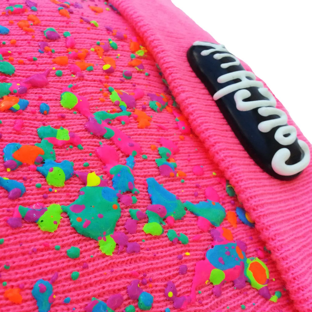 SPLATTERED BEANIE NEON PINK - PASTEL NEON MULTI