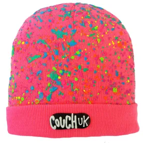 SPLATTERED BEANIE NEON PINK - PASTEL NEON MULTI