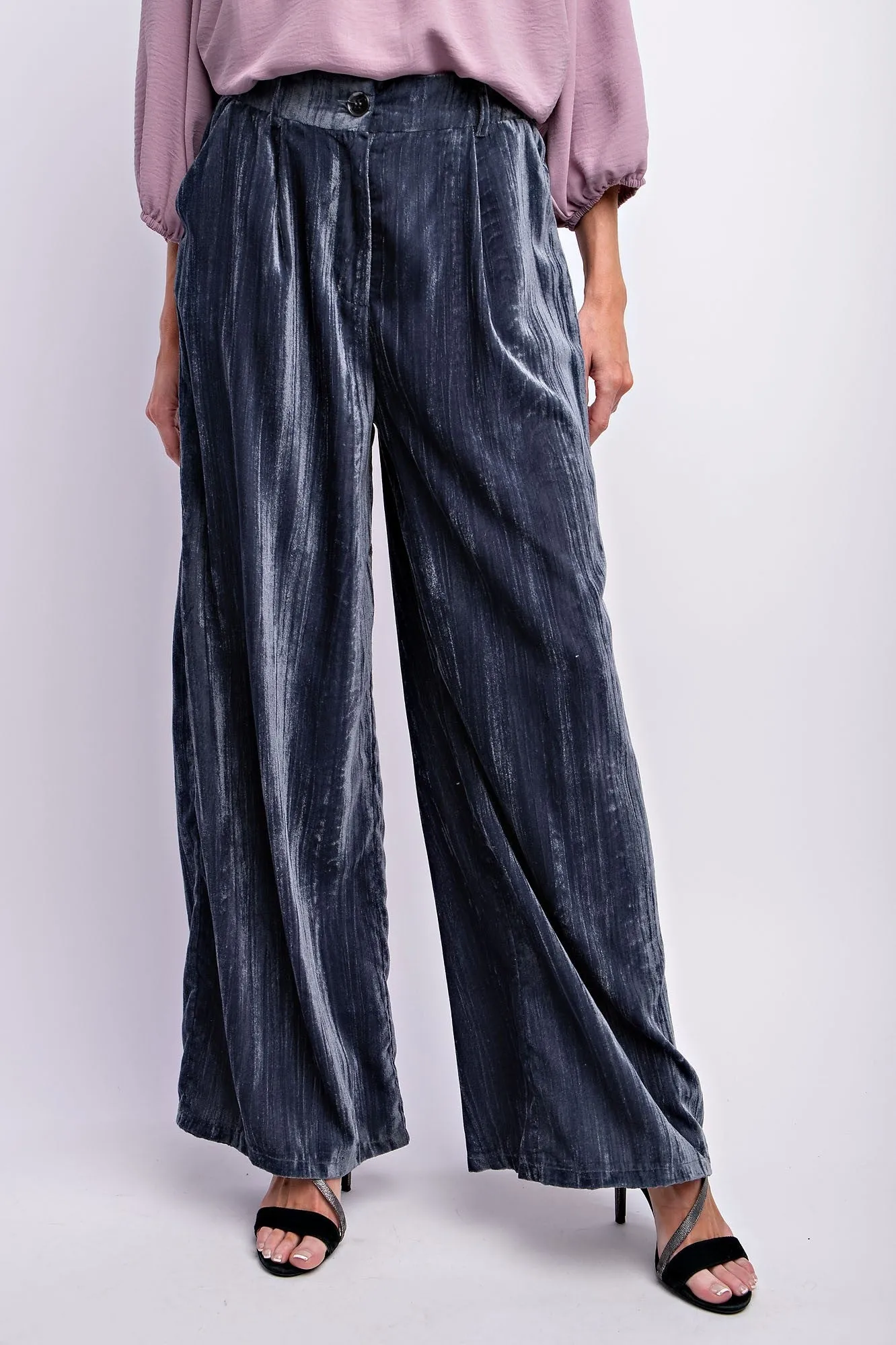 Stevie (Ice velvet wide leg pant) camel/blue