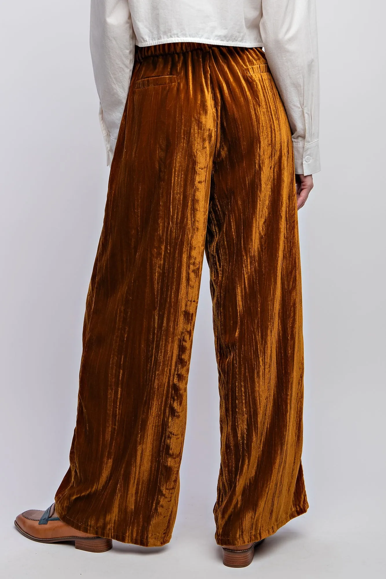 Stevie (Ice velvet wide leg pant) camel/blue