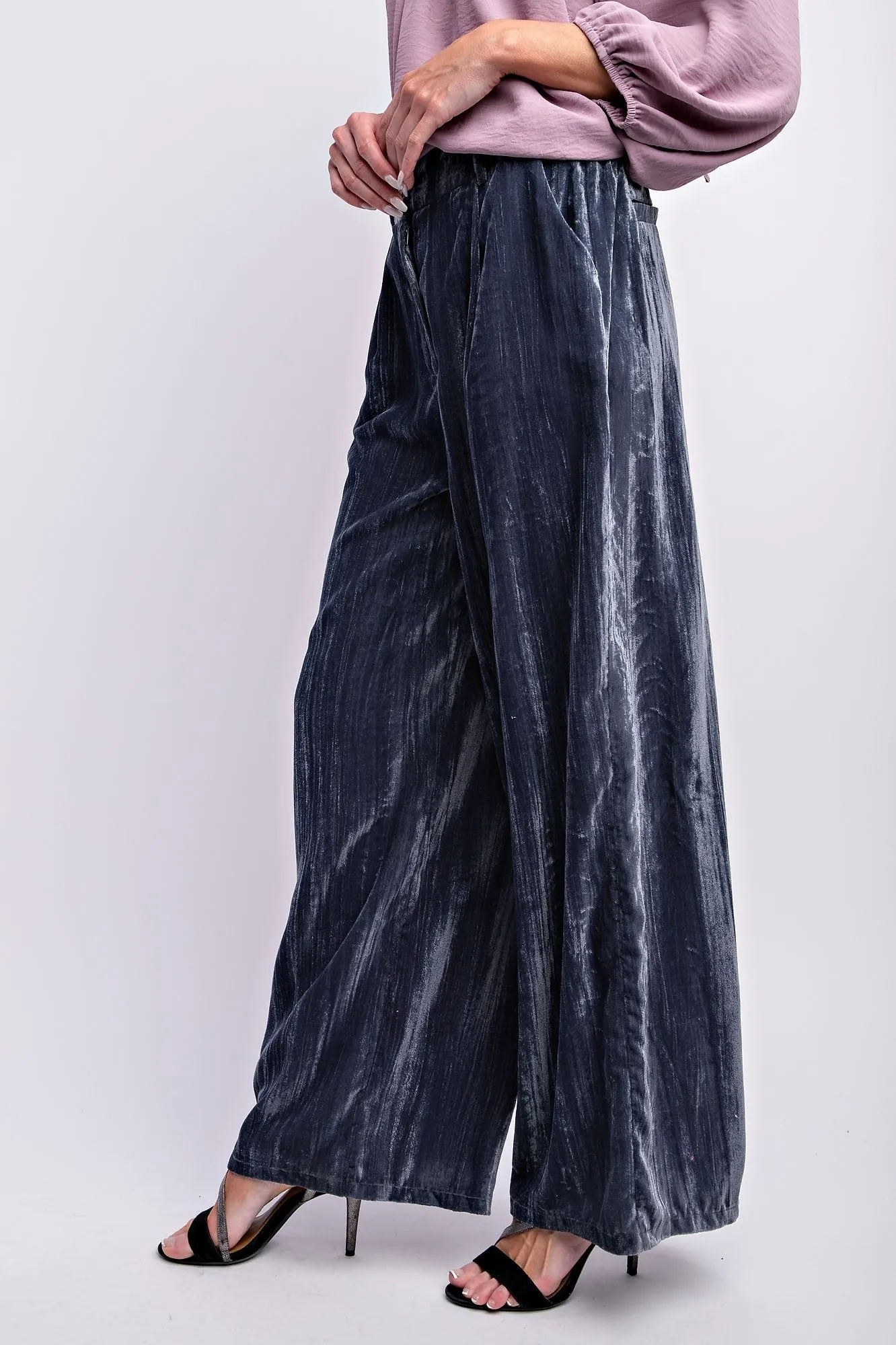 Stevie (Ice velvet wide leg pant) camel/blue