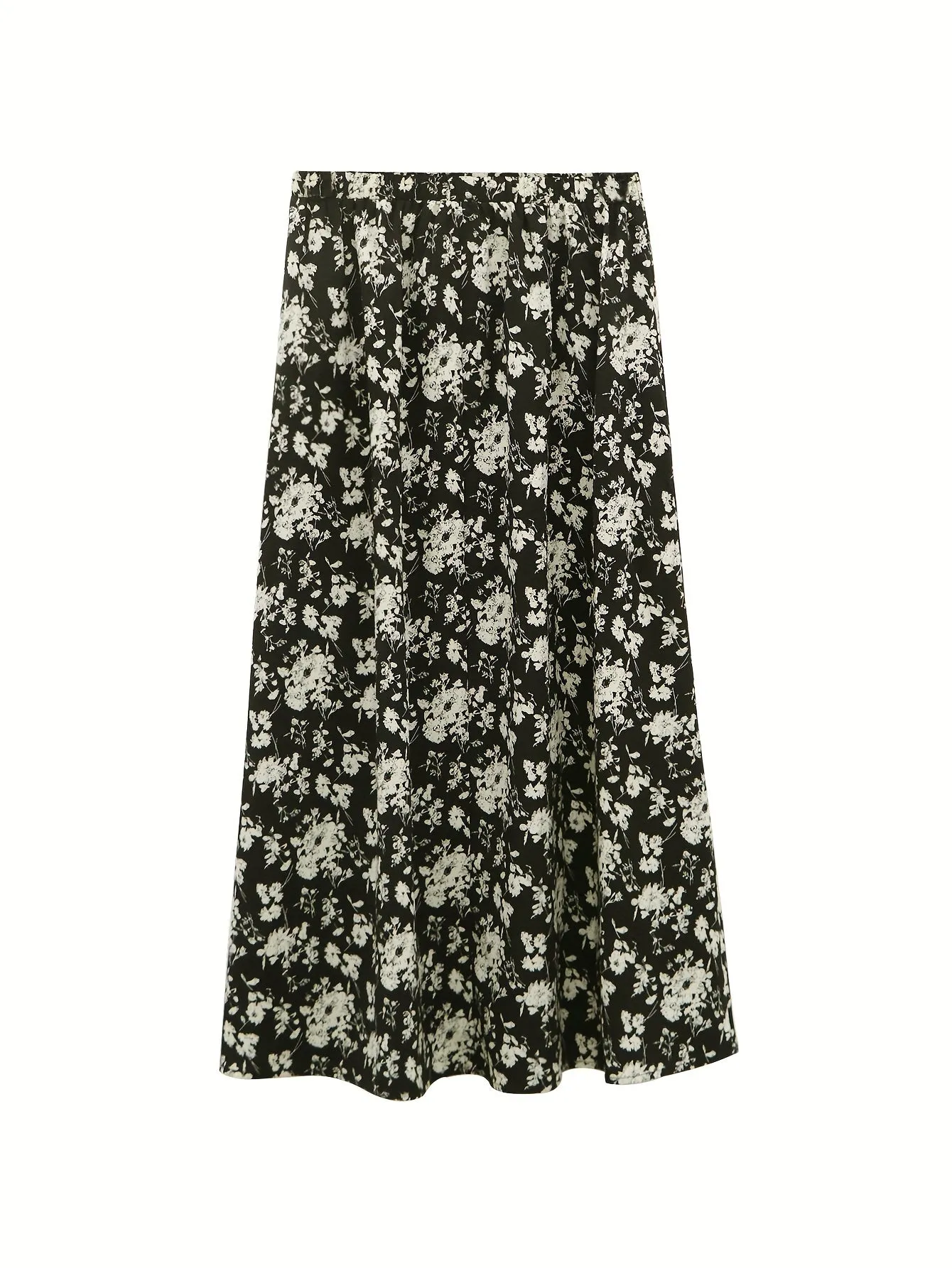 Summer Chic: Y2K Ditsy Floral High Waist Midi Skirt - Woven, Easy-Care, Durable Women's Fashion