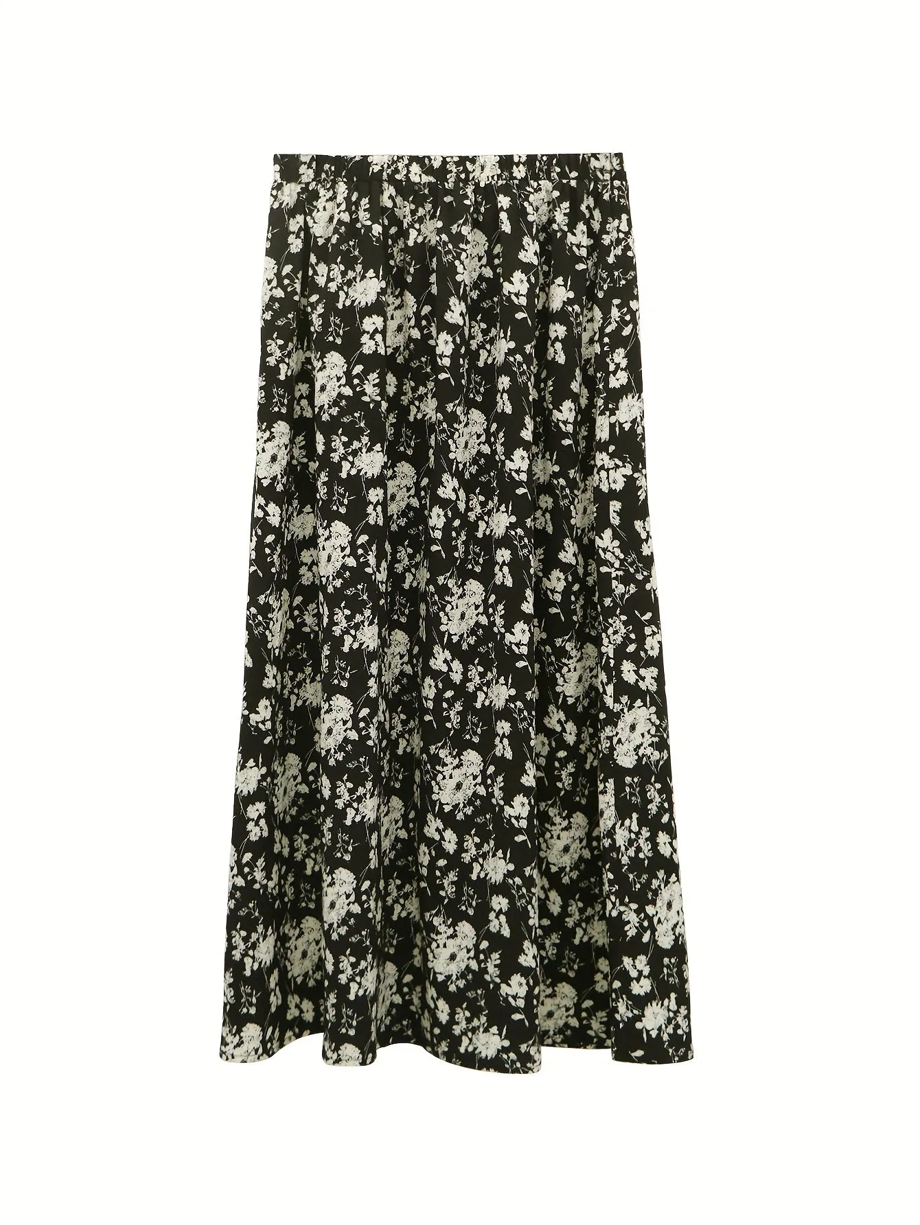 Summer Chic: Y2K Ditsy Floral High Waist Midi Skirt - Woven, Easy-Care, Durable Women's Fashion