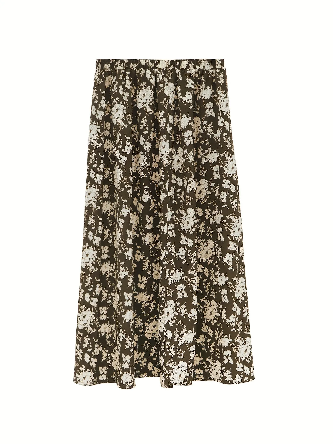 Summer Chic: Y2K Ditsy Floral High Waist Midi Skirt - Woven, Easy-Care, Durable Women's Fashion