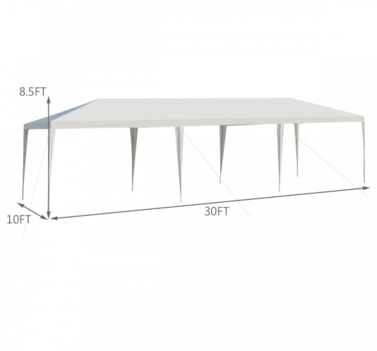 Super Cool Heavy Duty 10x30ft Gazebo Canopy Tent With Ground Stakes, Wind Ropes | Waterproof | Easy Assembly | Patio Tent