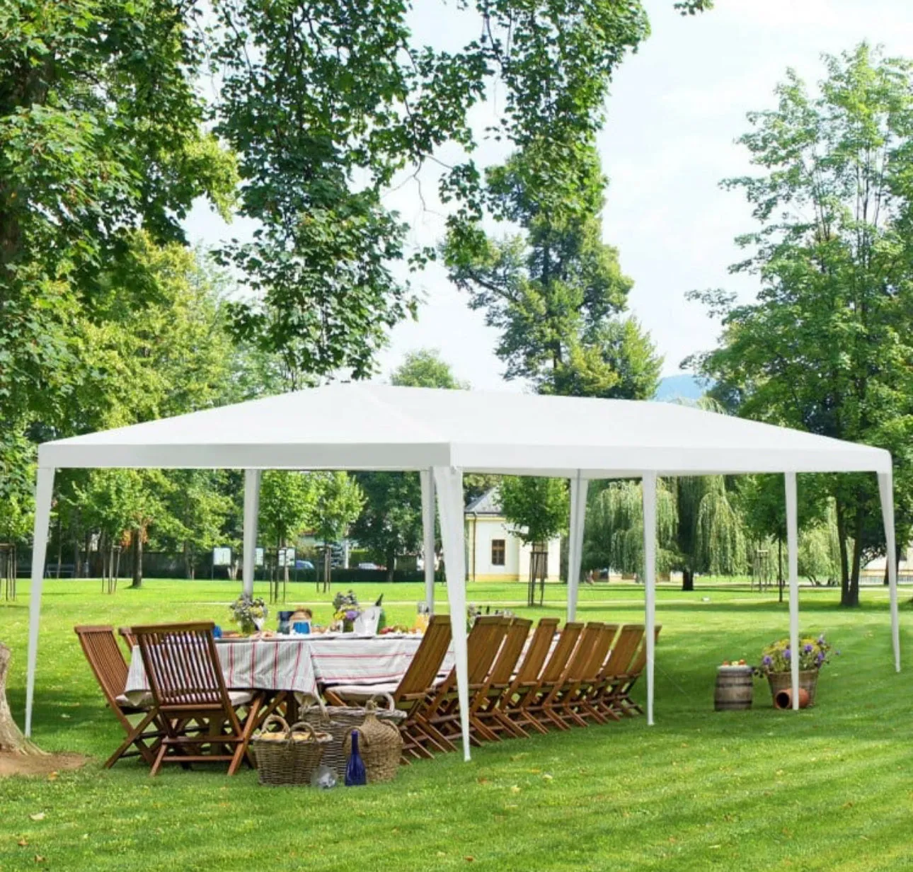 Super Cool Heavy Duty 10x30ft Gazebo Canopy Tent With Ground Stakes, Wind Ropes | Waterproof | Easy Assembly | Patio Tent