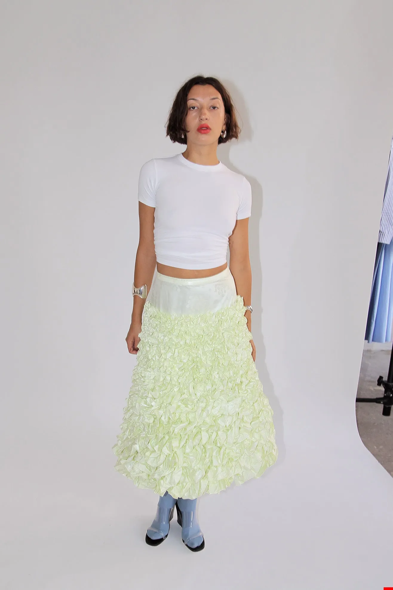 SUPER YAYA, Oslo Froufrou A Line Midi Skirt, Lemongrass