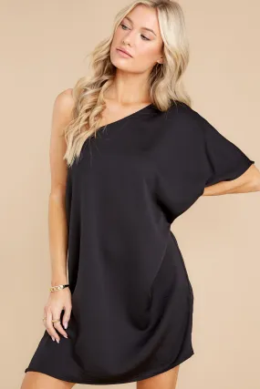 Sweet And Simple Black One Shoulder Dress