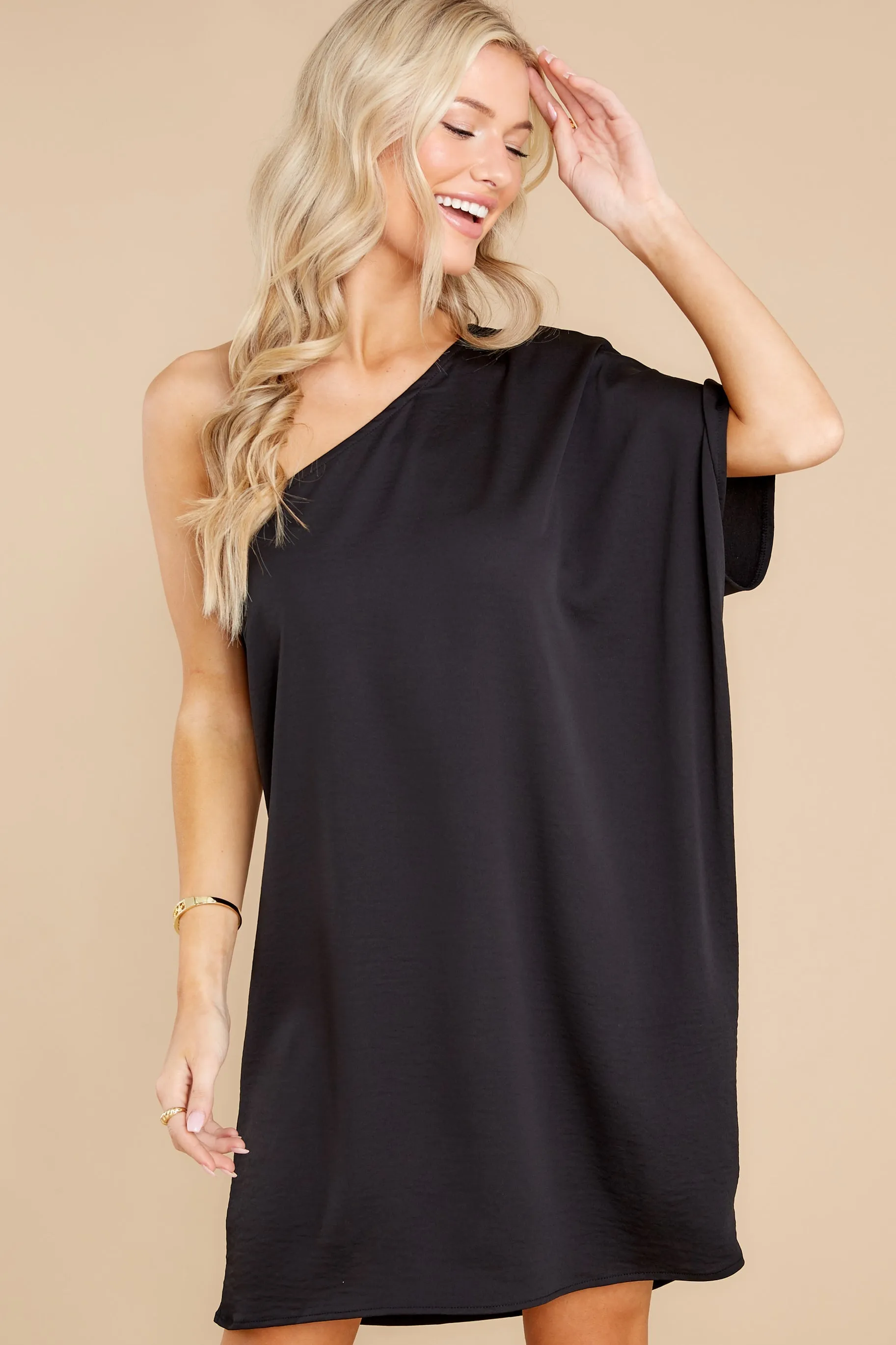 Sweet And Simple Black One Shoulder Dress