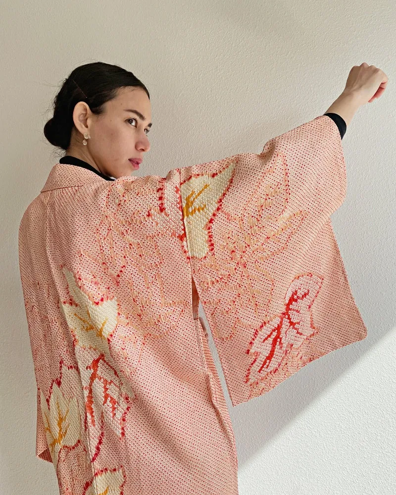 Sweet Maple Leaves Shibori Haori Kimono Jacket