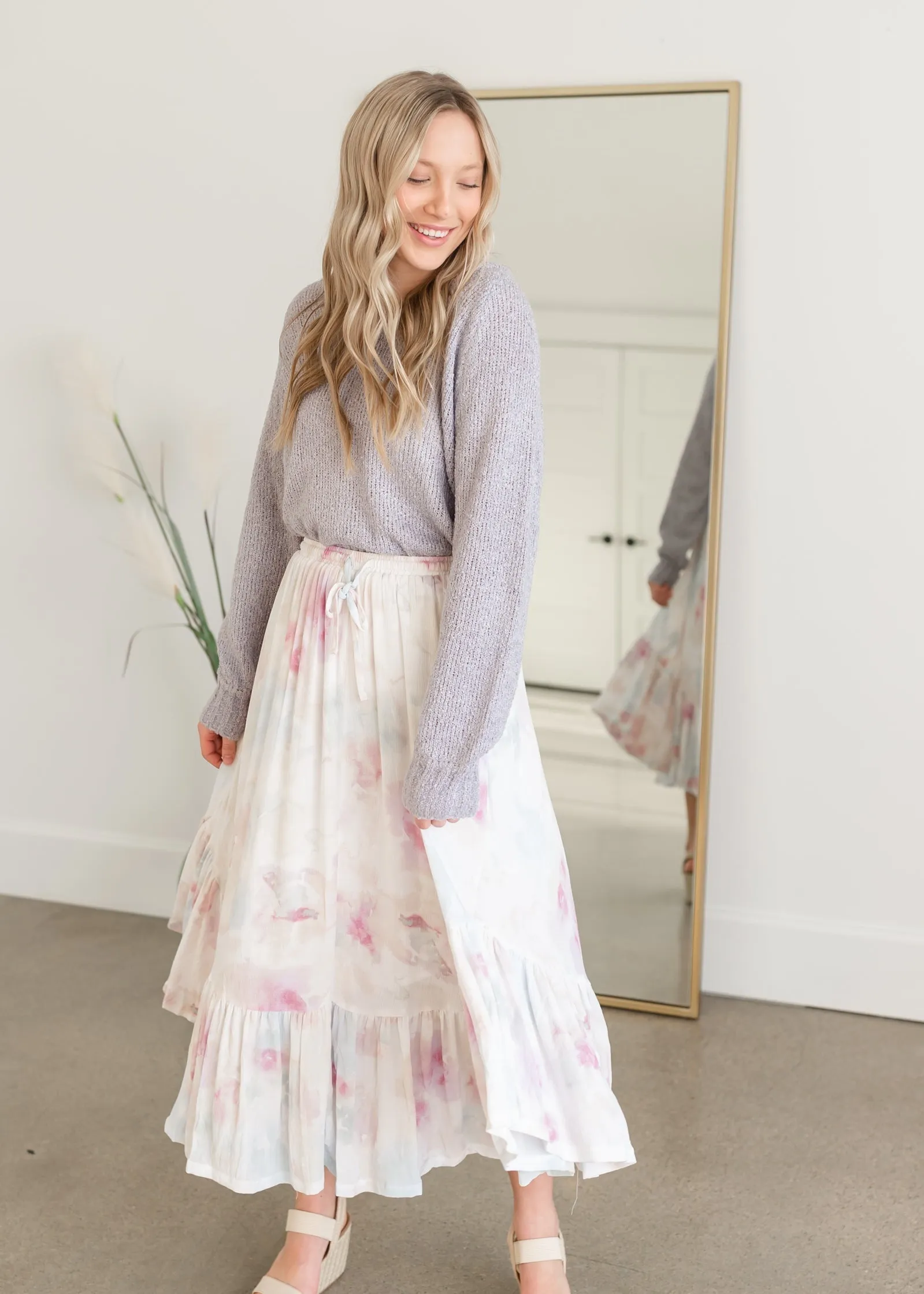 Tie Ruffle Front Midi Skirt - FINAL SALE