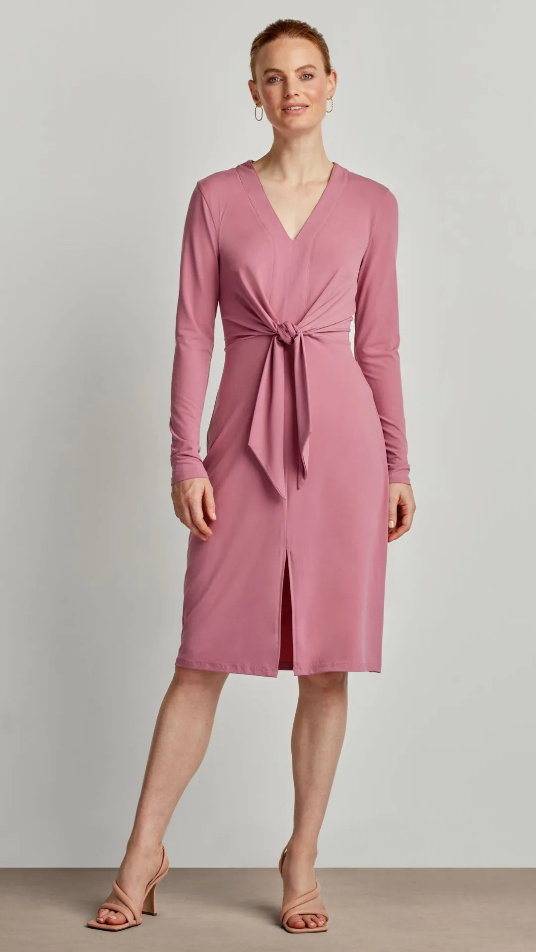 TIE WAIST V-NECK DRESS