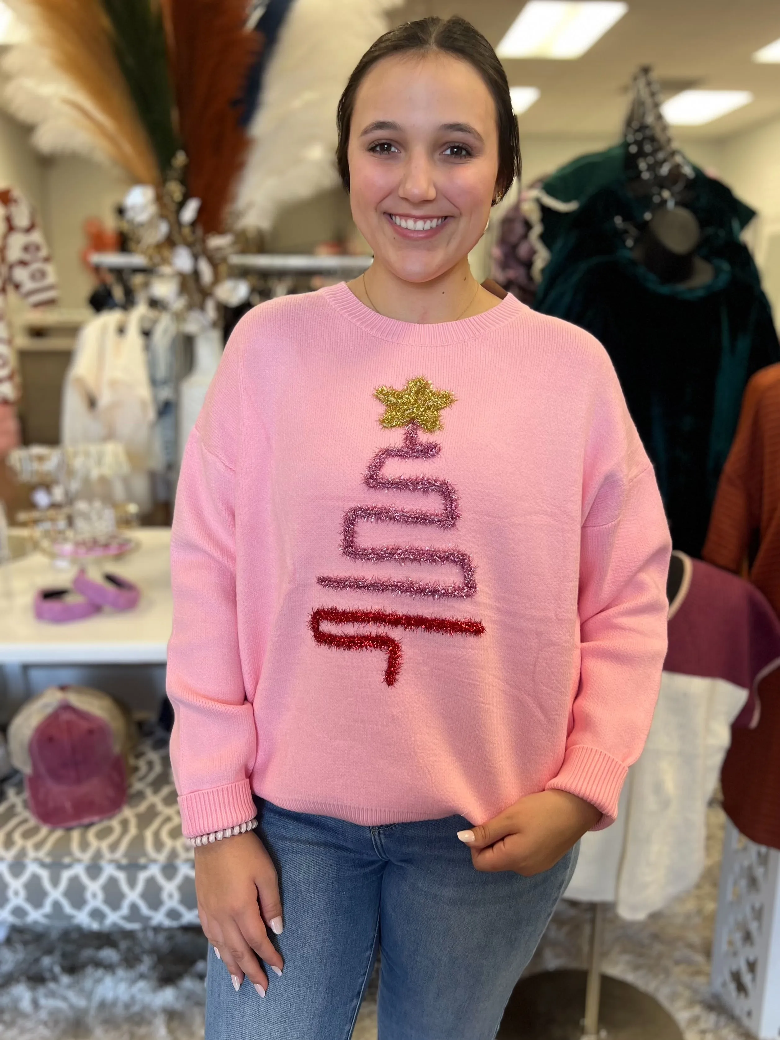 Tinsel Christmas Tree Sweater