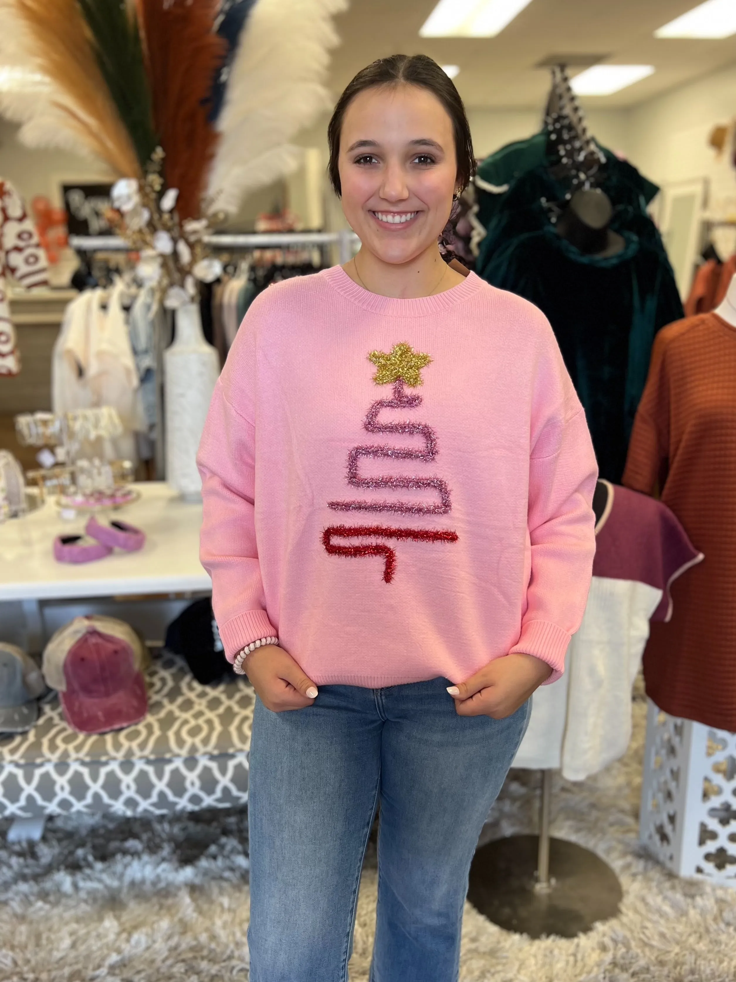 Tinsel Christmas Tree Sweater