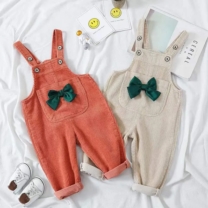 Toddler Baby Girl Bow-Tie Corduroy Overalls Pants by MyKids-USA™