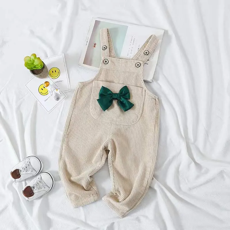 Toddler Baby Girl Bow-Tie Corduroy Overalls Pants by MyKids-USA™