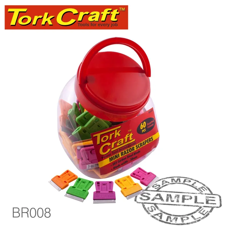 TORK CRAFT MINI RAZOR SCRAPER 60PC PER CANDY JAR 5 ASSORTED COLOURS BR008