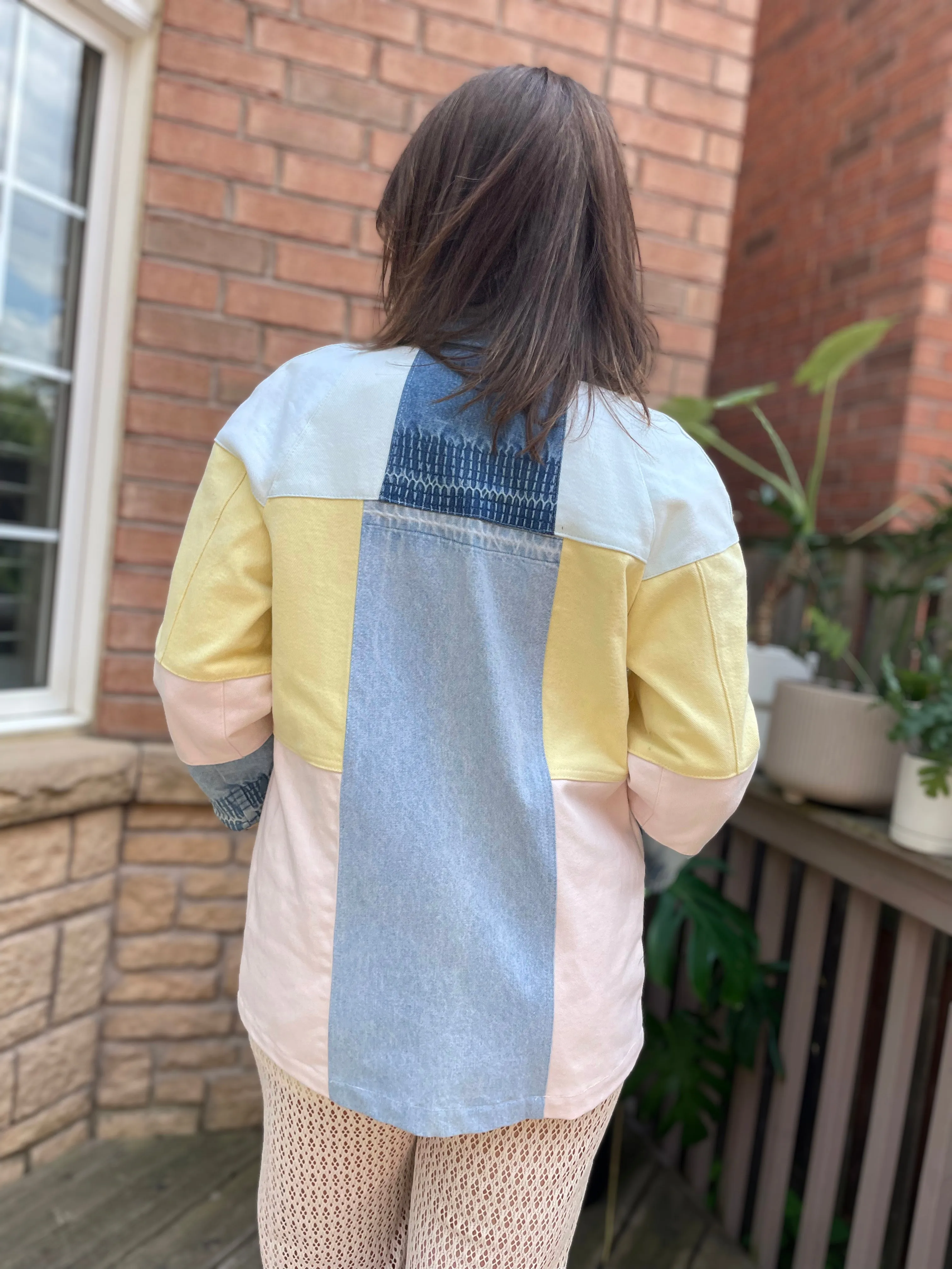 Upcycled Pastel Denim Patchwork Kimono