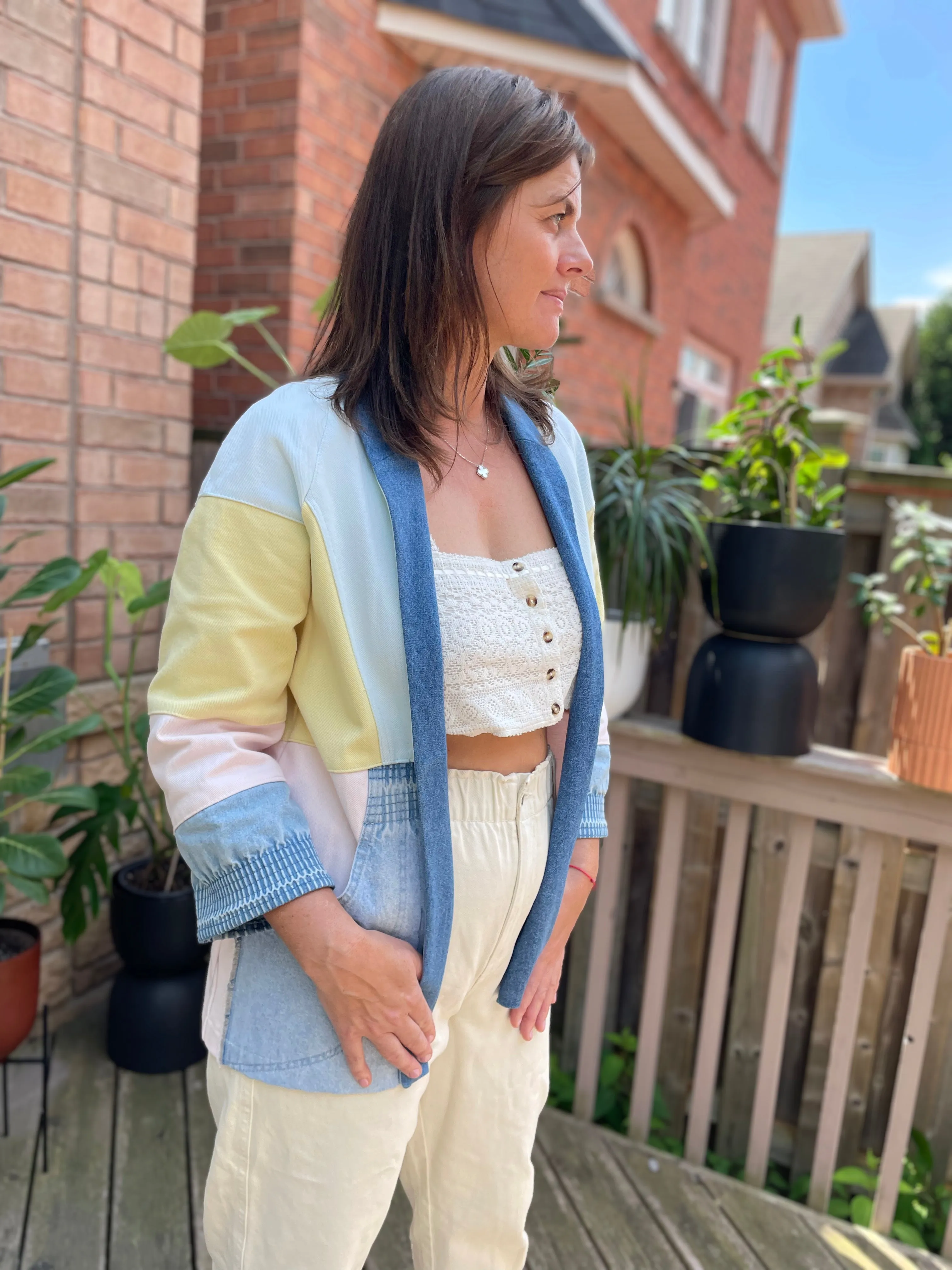 Upcycled Pastel Denim Patchwork Kimono