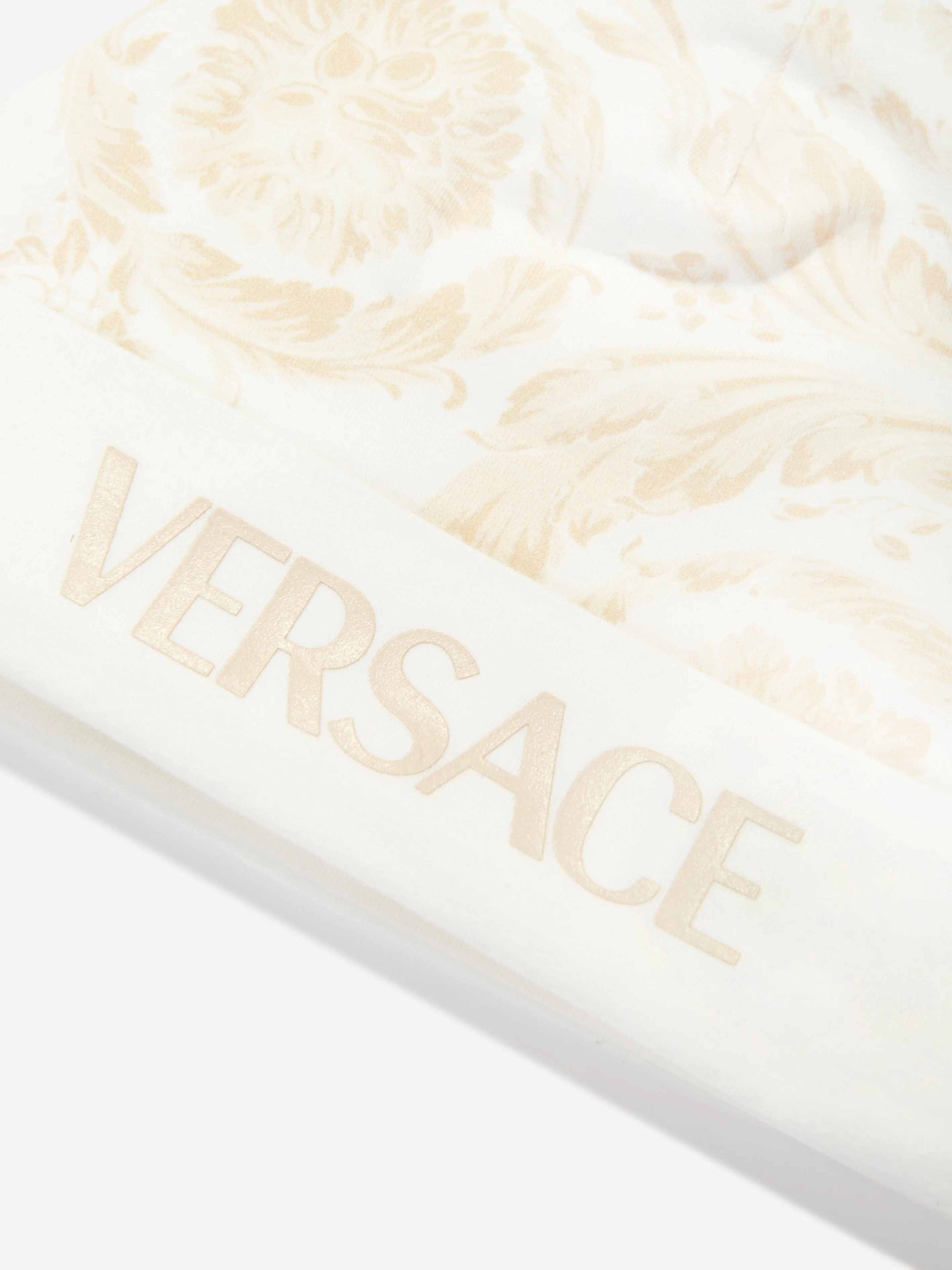 Versace Baby Barocco Beanie Hat in White