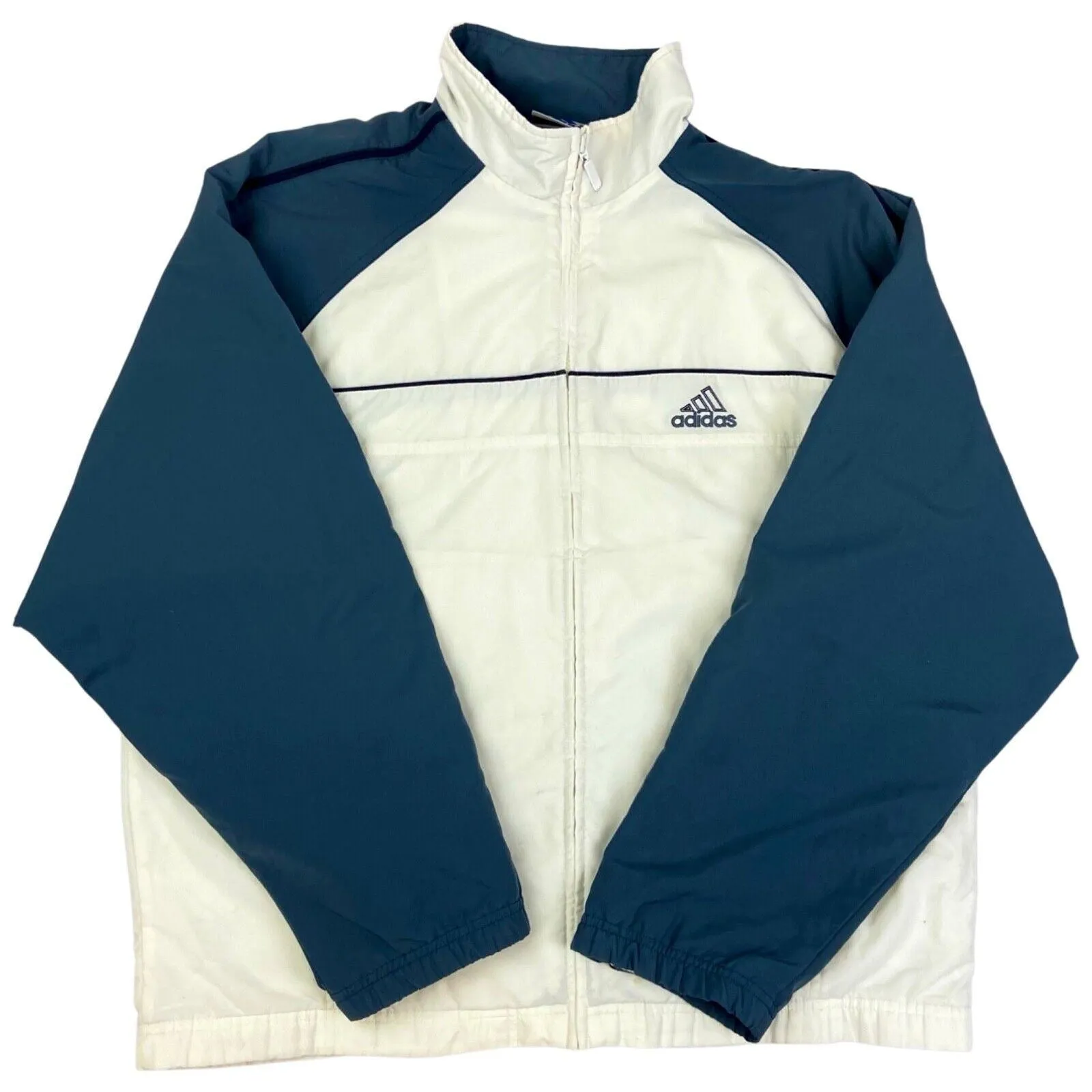 Vintage 90s White Steel Adidas Embroidered Waterproof Windbreaker Jacket Coat XL