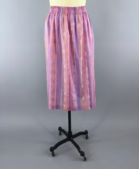 Vintage Midi Skirt / Pastel Native American Style Print