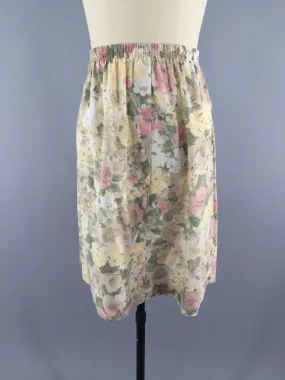 Vintage Tan Floral Print Skirt