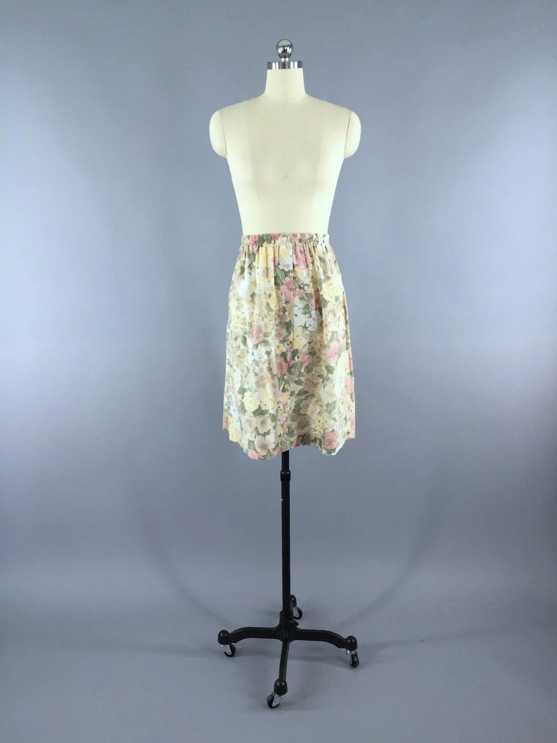 Vintage Tan Floral Print Skirt