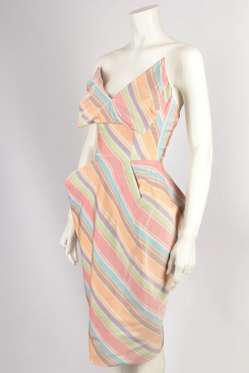 VIVIENNE WESTWOOD 2010 PASTEL STRIPED MIDI DRESS