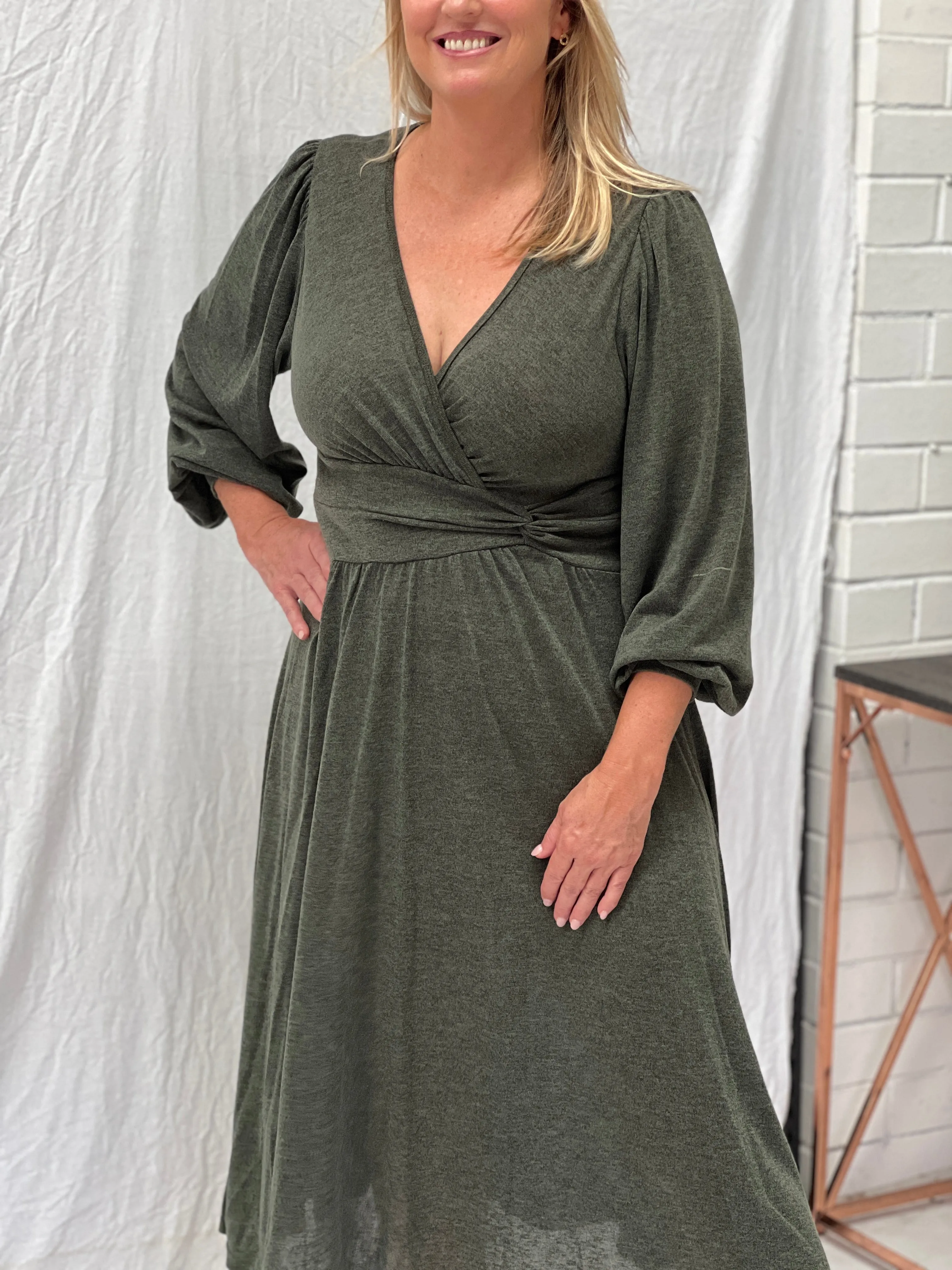 Walter Khaki Knit Dress