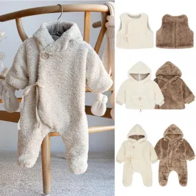 Winter Boys And Girls Cotton Velvet Hooded Coat   Vest Wholesale Baby Clothes