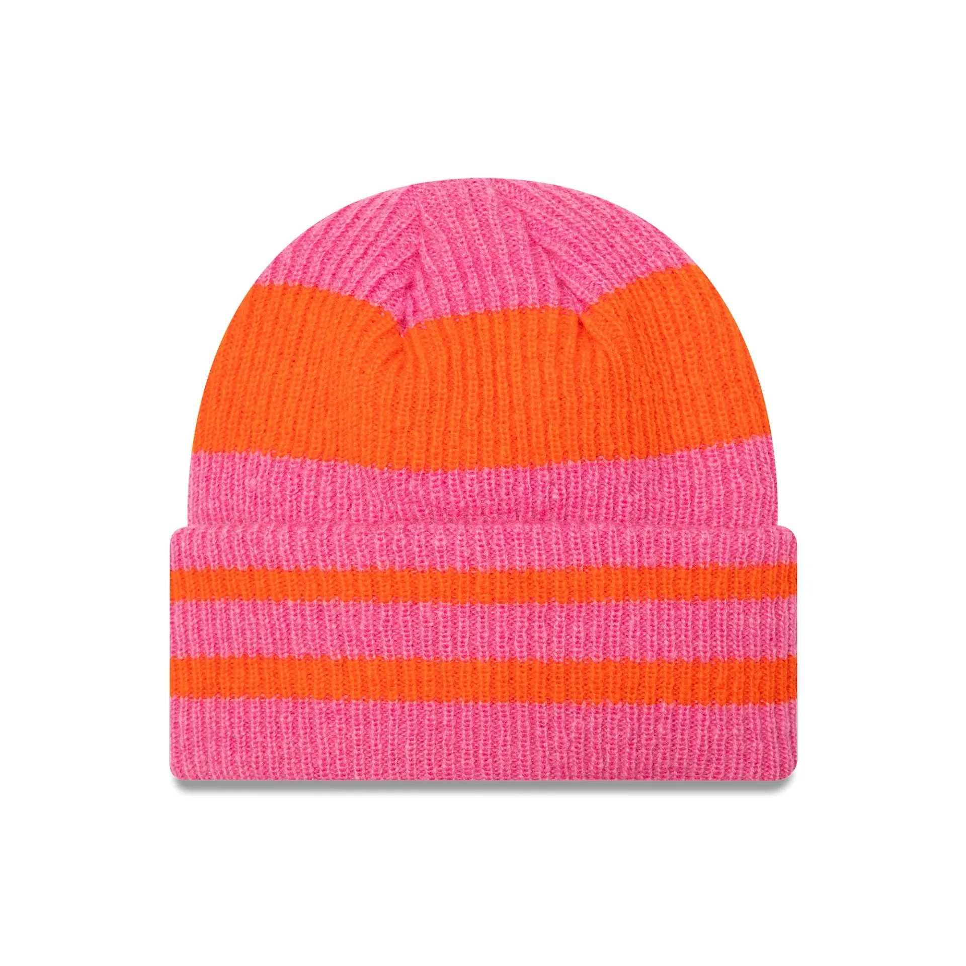 Womens New Era Stripe Pastel Pink Cuff Knit Beanie Hat