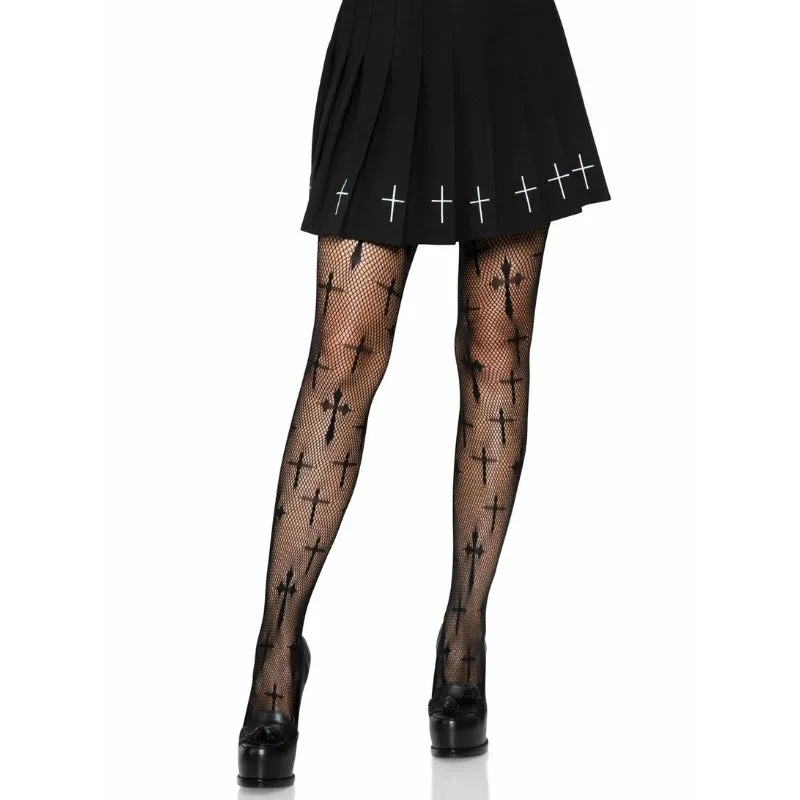 Worship Me Cross Net Tights