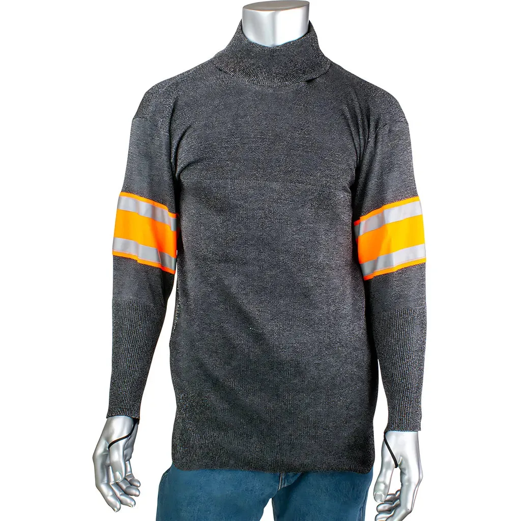 WPP P145SP-3CM-HV2-TL-L ATA Blended Cut Resistant Pullover with Hi-Vis / Reflective Taped Sleeves and Thumb Loops