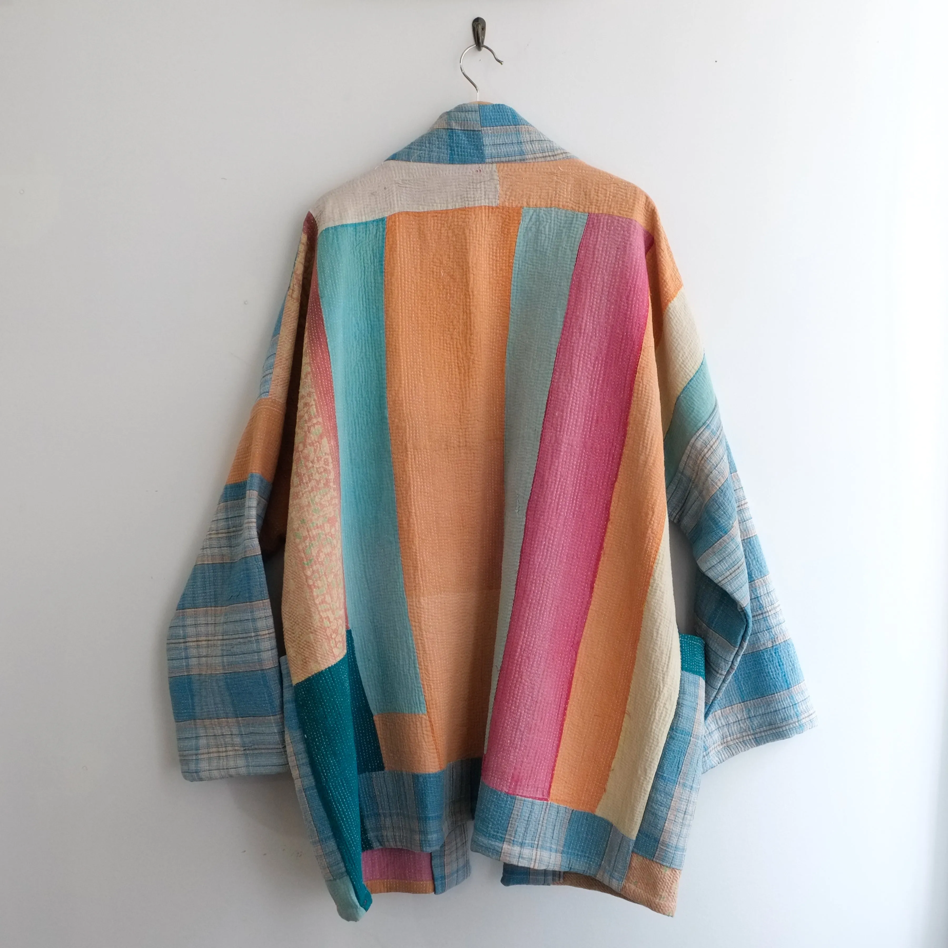 XXL Pastel Stripes and Blue Plaid Anoushka Jacket LL118