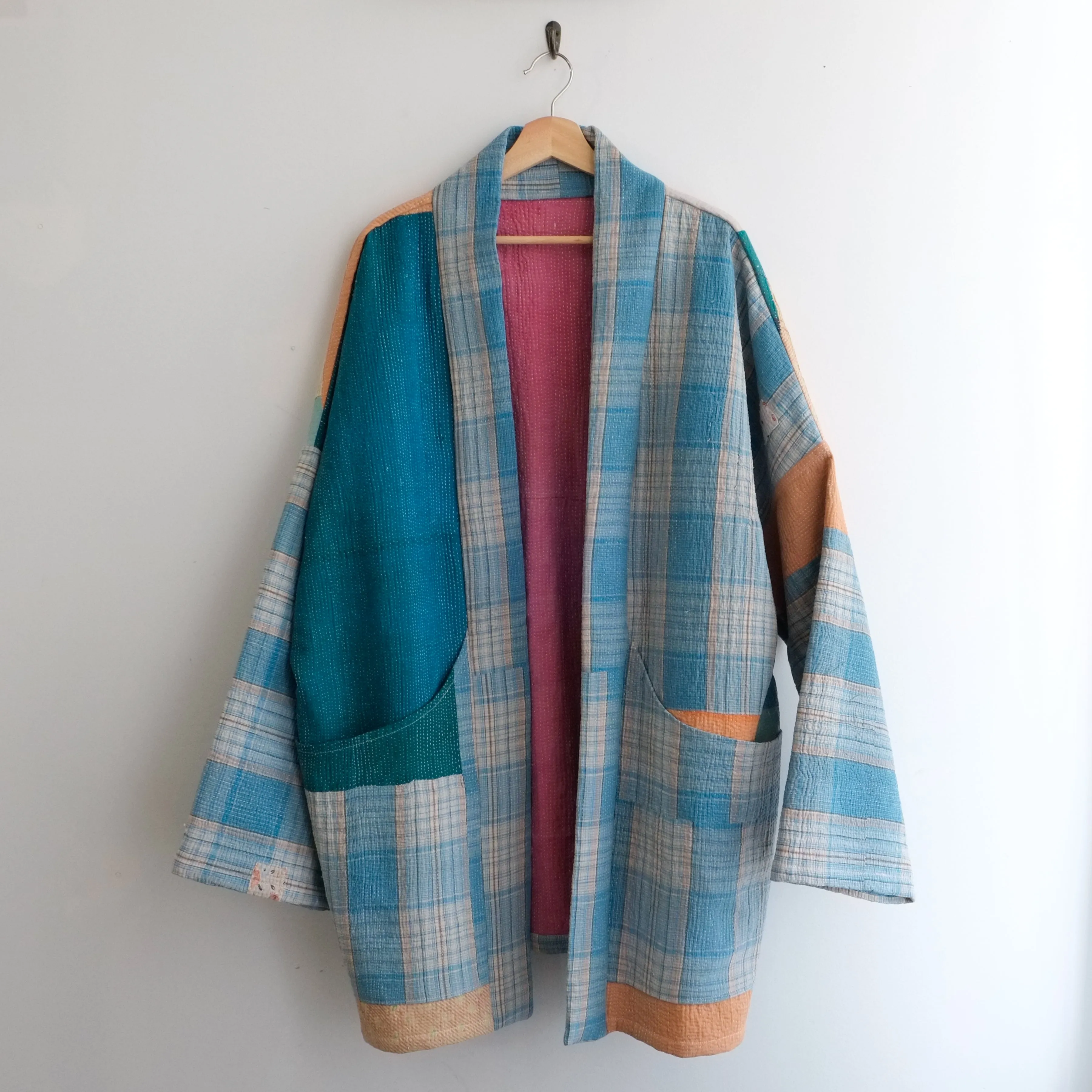 XXL Pastel Stripes and Blue Plaid Anoushka Jacket LL118