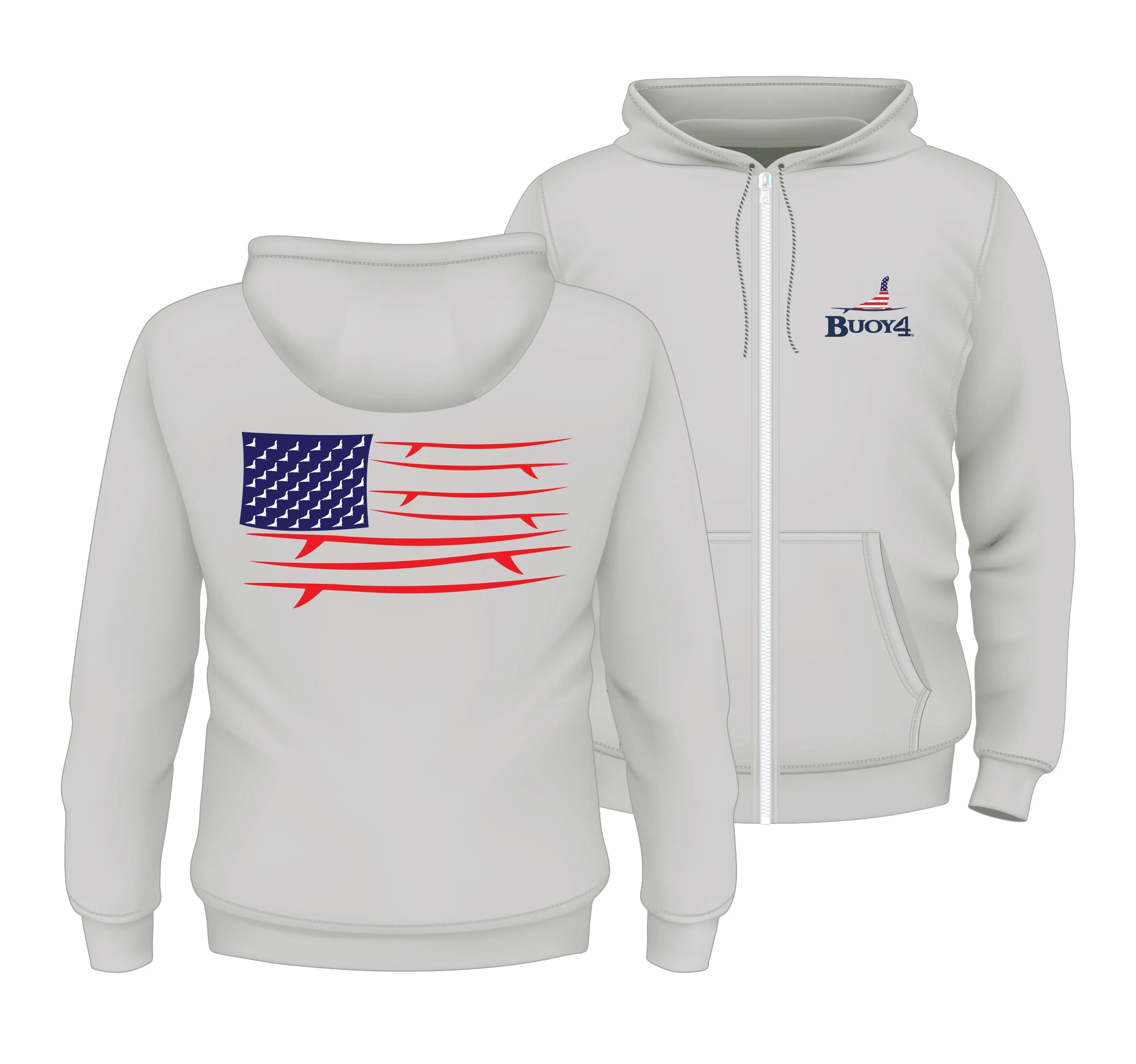 Youth Heather Gray USA Surfer Full Zip