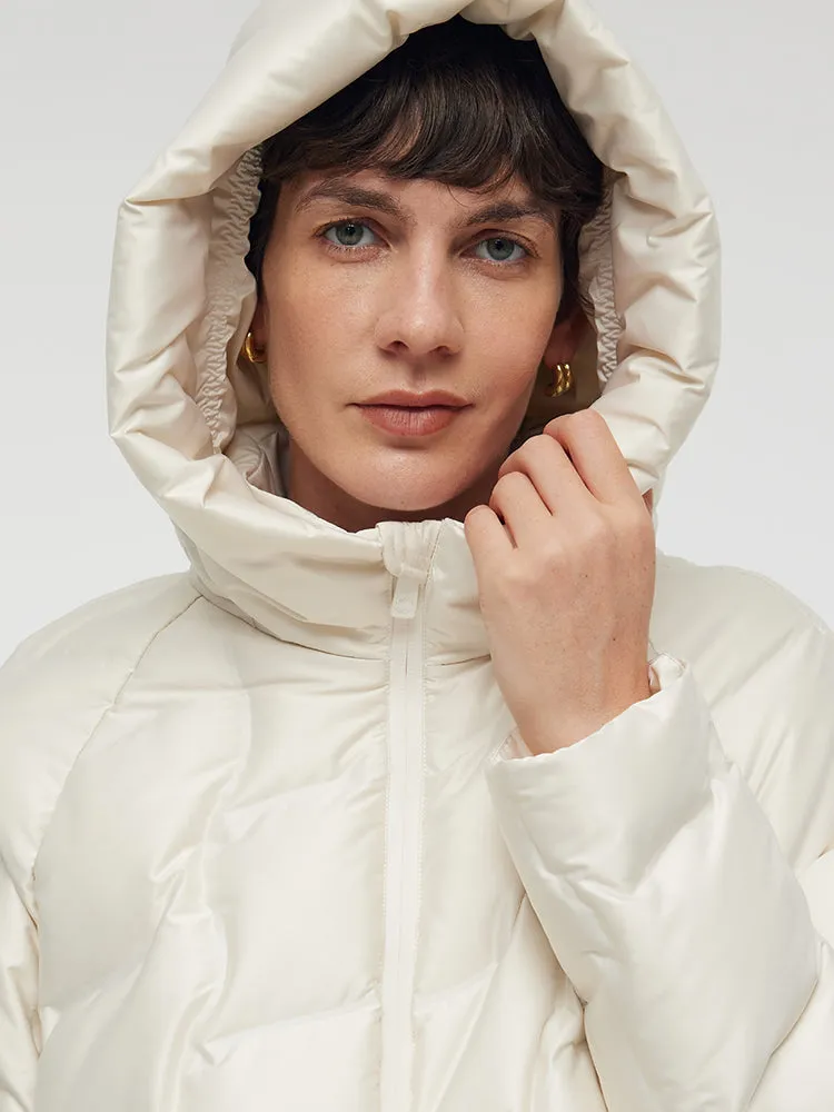 Zip-Up Hooded Goose Down Jacket