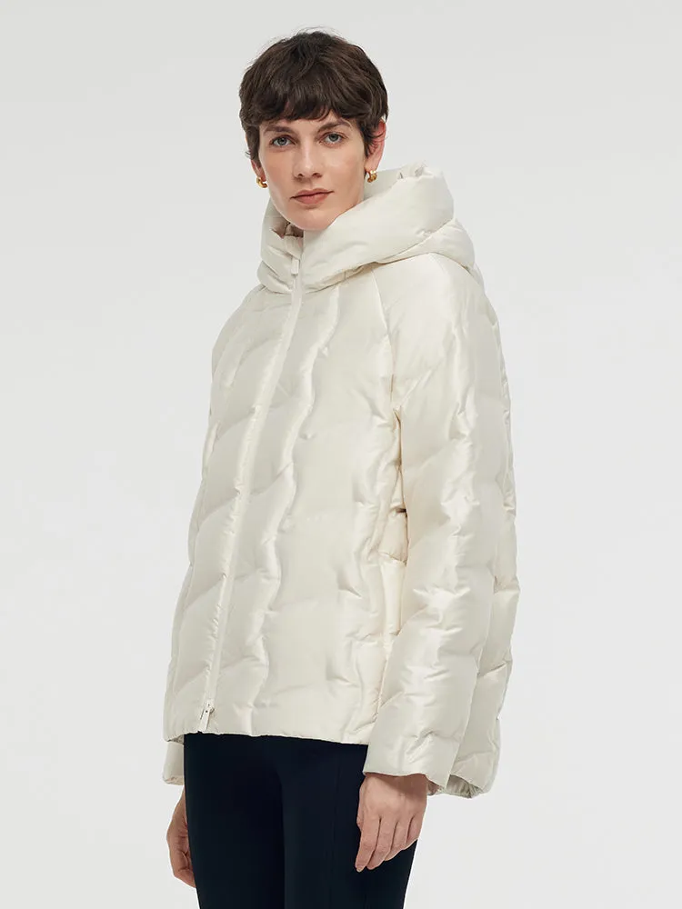 Zip-Up Hooded Goose Down Jacket