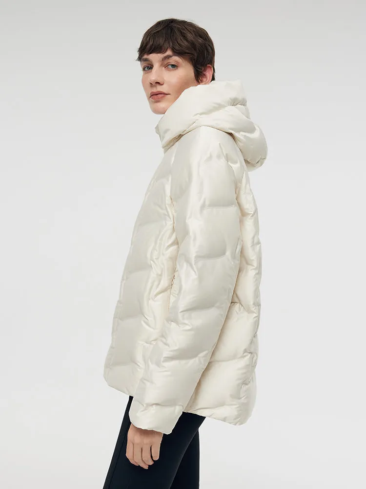 Zip-Up Hooded Goose Down Jacket