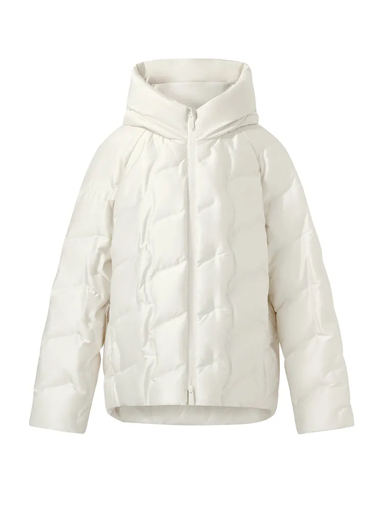 Zip-Up Hooded Goose Down Jacket