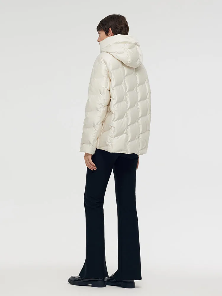 Zip-Up Hooded Goose Down Jacket