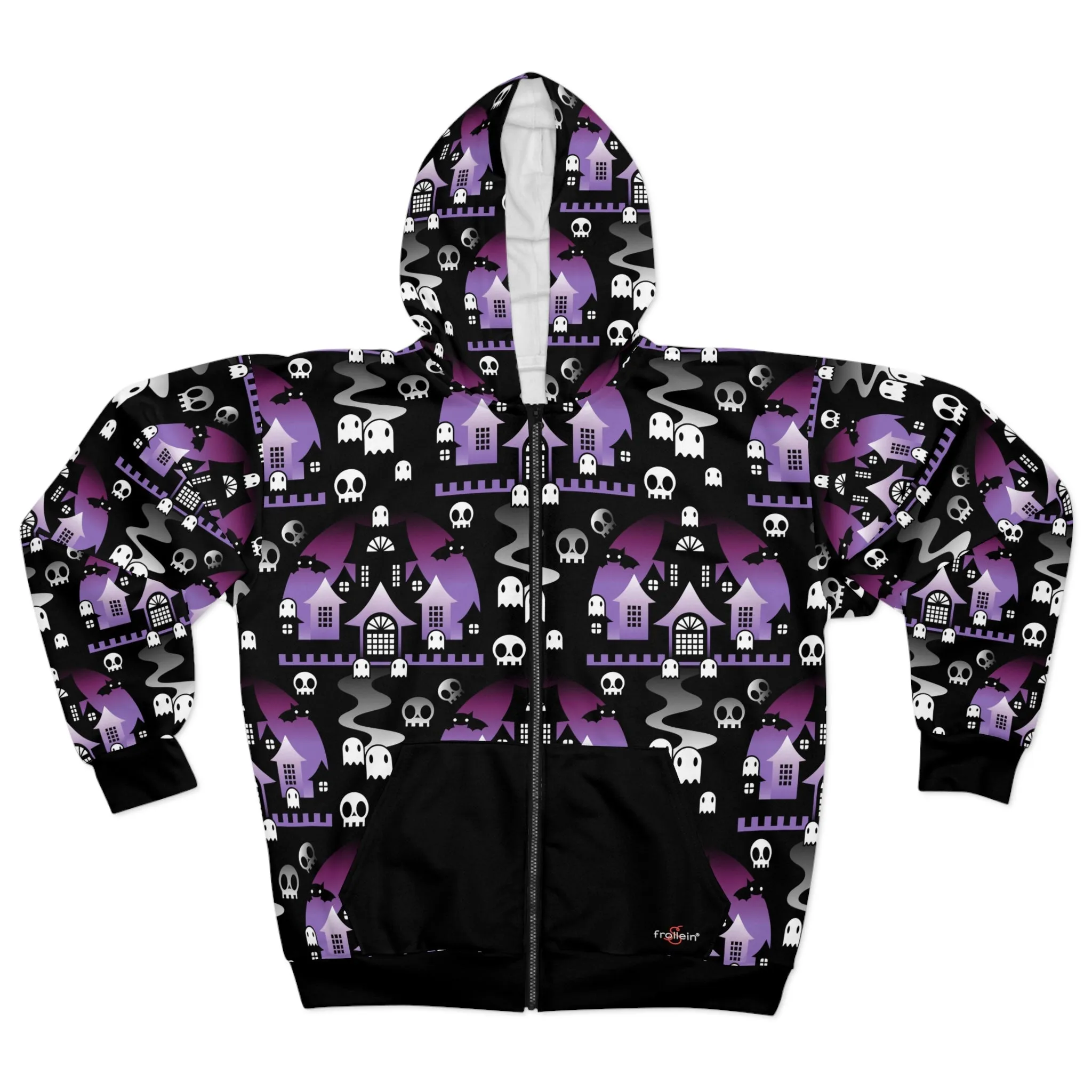 Zip-Up Unisex Hoodie Halloween BOO - Purple