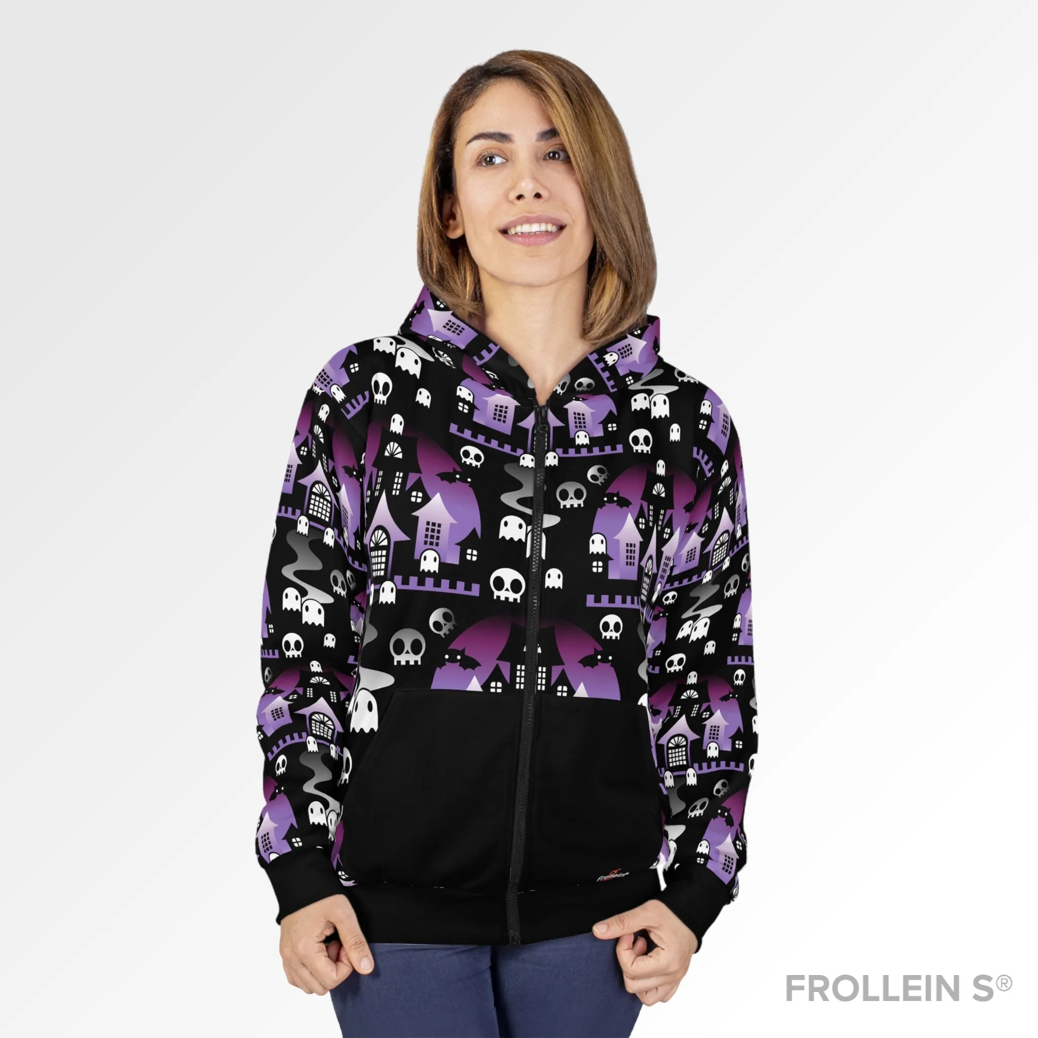 Zip-Up Unisex Hoodie Halloween BOO - Purple