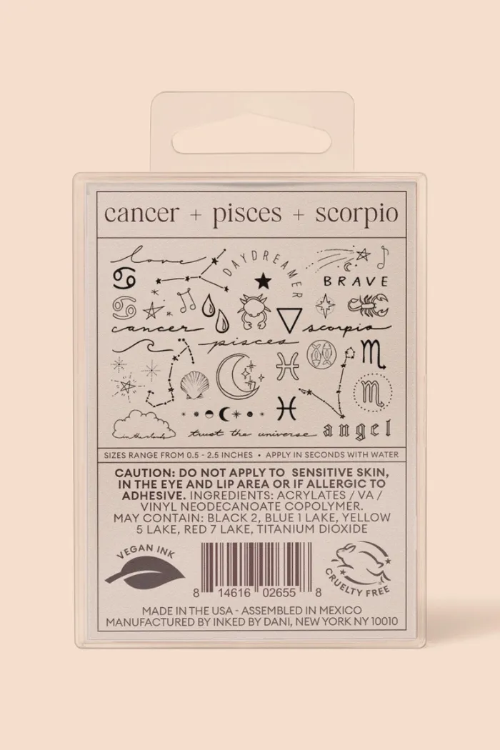 Zodiac Collection: Water Signs Temporary Tattoo Pack