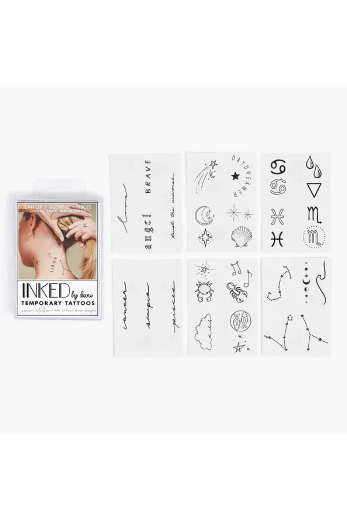 Zodiac Collection: Water Signs Temporary Tattoo Pack