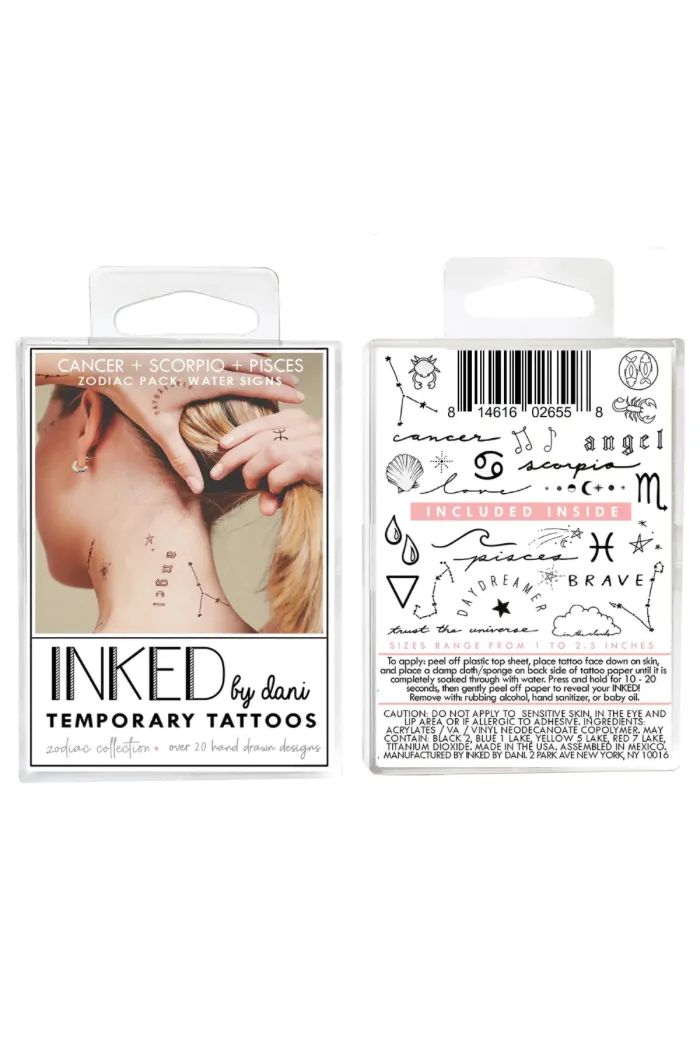 Zodiac Collection: Water Signs Temporary Tattoo Pack